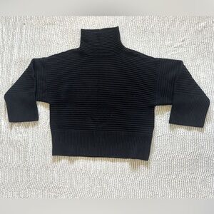 Club Monaco Wool Sweater Knit Ribbed Black Size Large Turtleneck